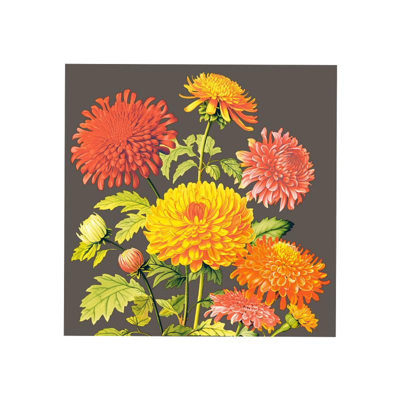 Serviette 40x40cm Blumenmuster Herbst