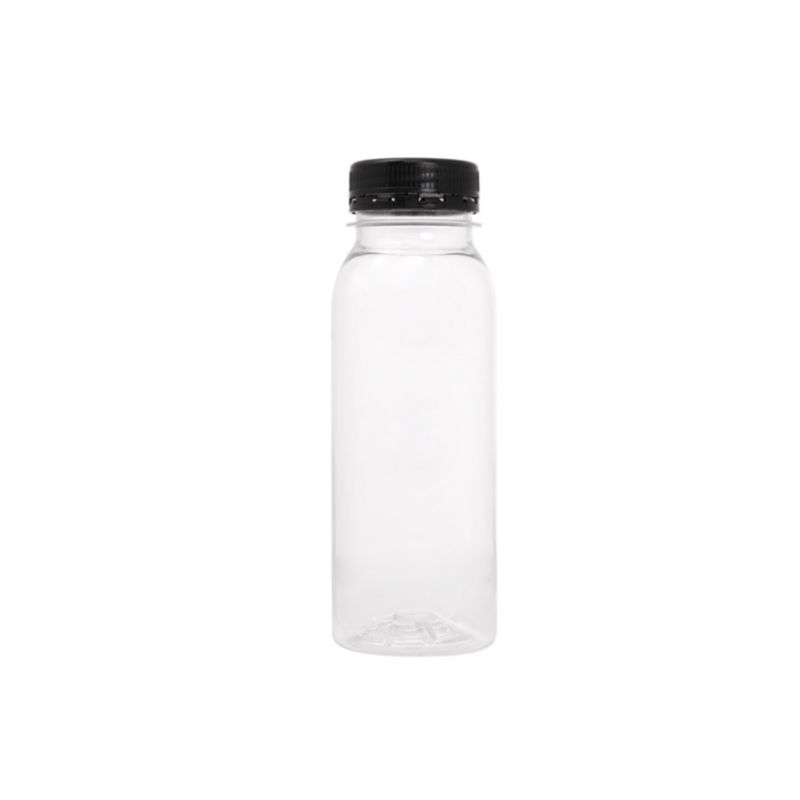 PET Flasche mit 350ml Fassungsvermögen und schwarzem Deckel