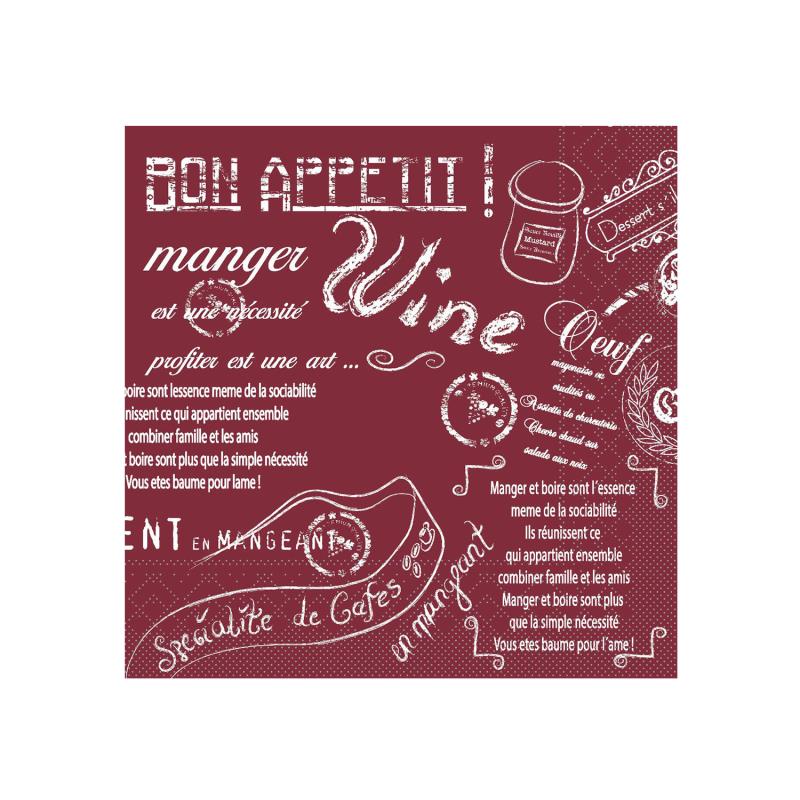 Zelltuch Serviette Script Bordeaux