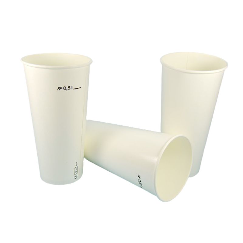 Pappbecher 500ml in weiß für Kaltgetränke