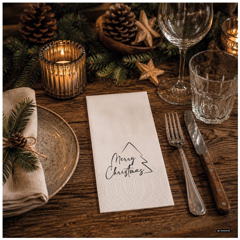 Serviette Merry Xmas 33x33cm, 2-lagig, 1/8 F, Zelltuch
