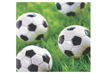 Zelltuch-Servietten 33x33cm 3-lagig 1/4F Fussball 33x33cm, 1/4F