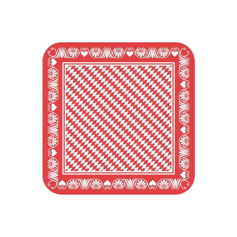 Bierdeckel Bavaria 9,3x9,3cm rot /weiße Rauten auf der Rückseite
