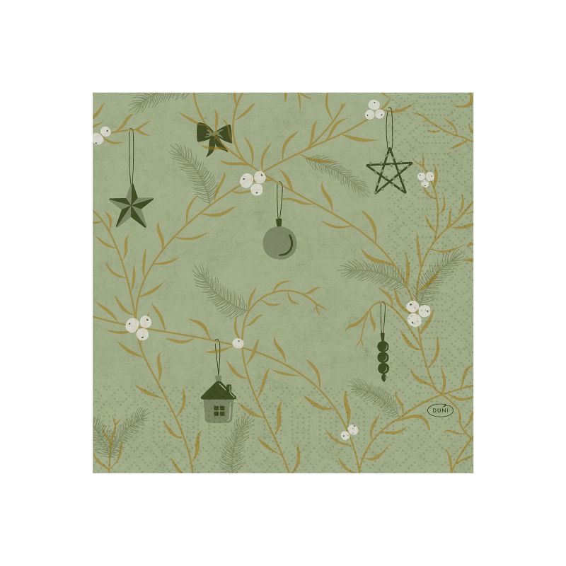 Zelltuch Serviette Noel Pistachio 33x33, 3-lagig, 1/4 F, Zelltuch Grüne Zelltuch-Serviette mit winterlichem Dekor für besondere Anlässe