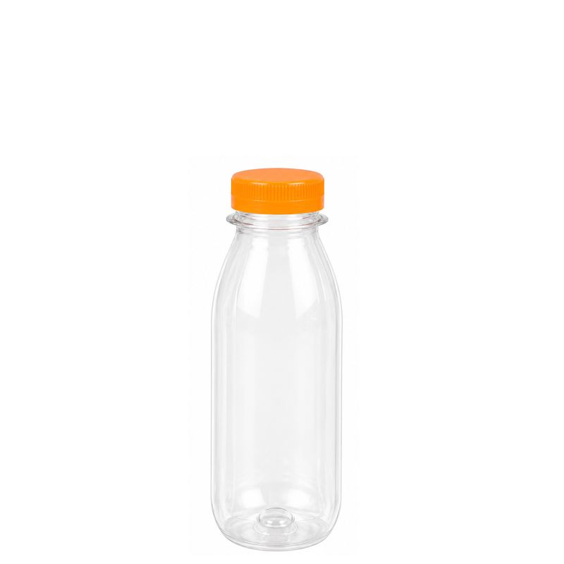 PET Flasche mit 250ml Fassungsvermögen und orangenem Deckel