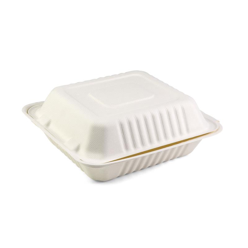 Menübox Senza 203x203x80mm aus Bagasse - PFAS-frei & nachhaltig