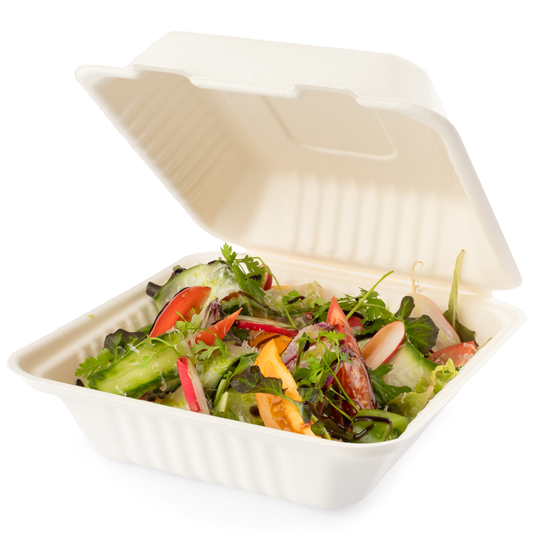 Menübox Senza 203x203x80mm aus Bagasse - PFAS-frei & nachhaltig