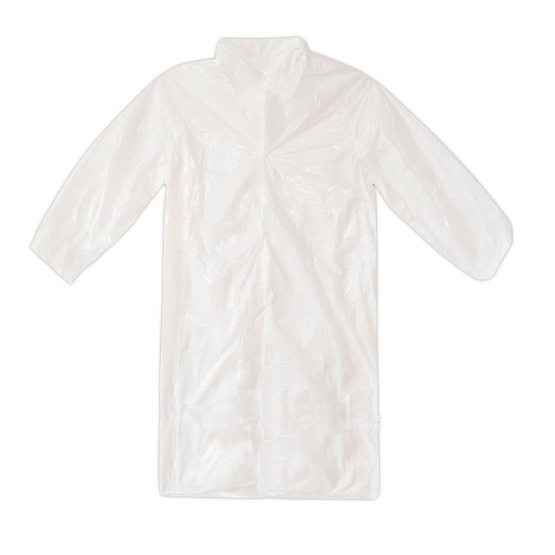 Besuchkittel Weiß aus PE Vlies mit Hemdkragen
