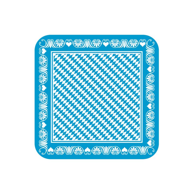 Bierdeckel Bavaria 9,3x9,3cm blau / weiße Rauten auf der Vorderseite