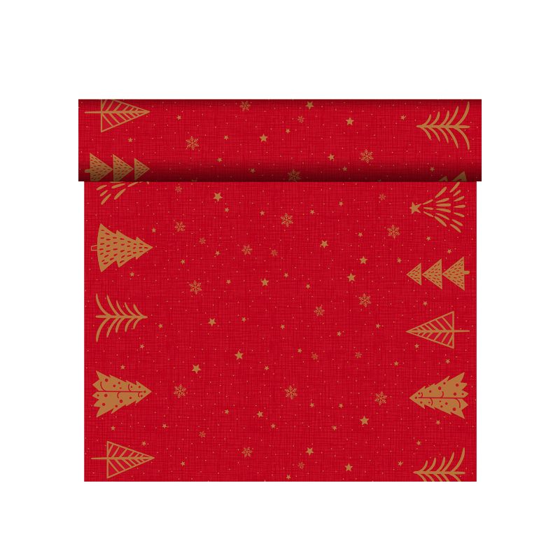 Weihnachtliche Tischband Shimmer Trees für Gastronomie, rote Weihnachtsdeko