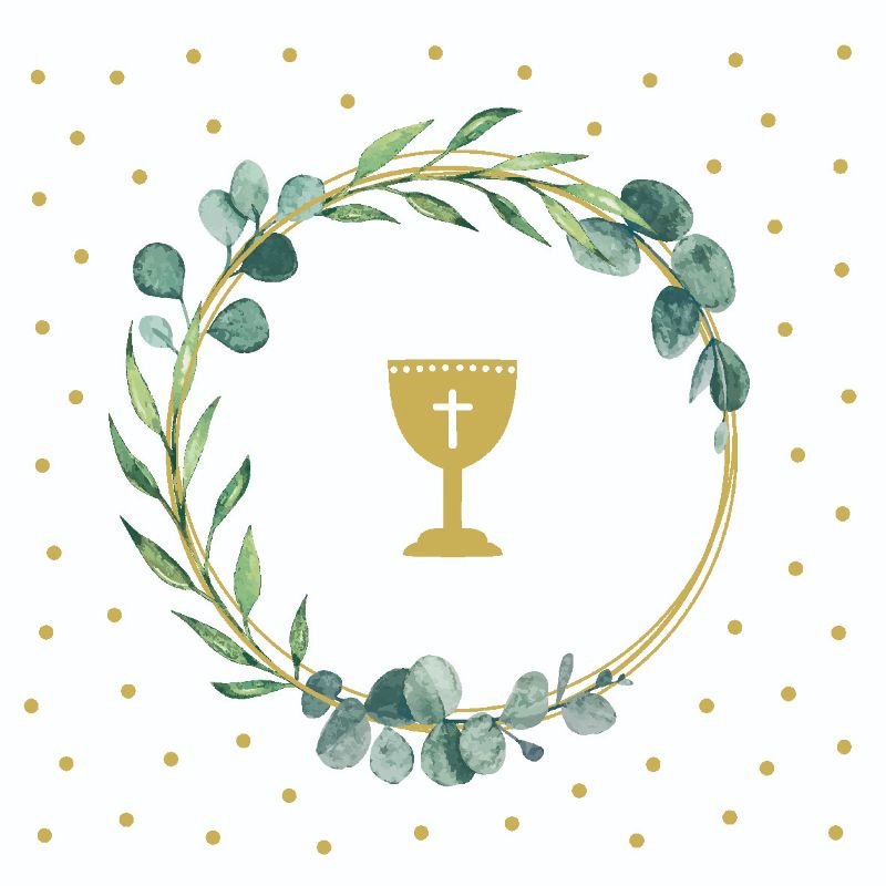 Serviette Eukalyptus Kelch 33x33cm Kommunion / Konfirmation