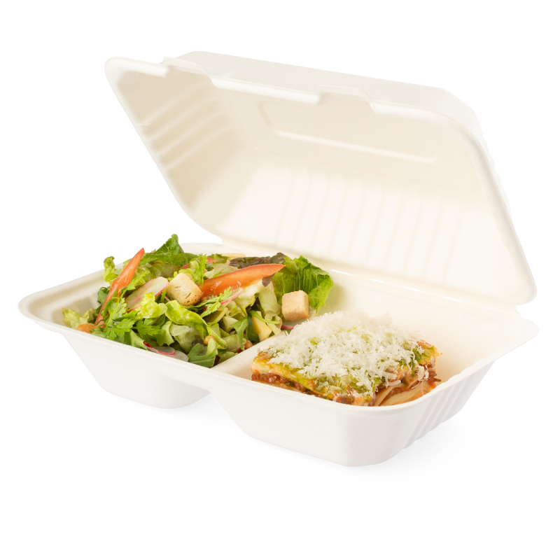 Menübox Senza 2-teilig 230x153x80mm aus Bagasse - PFAS-frei & nachhaltig