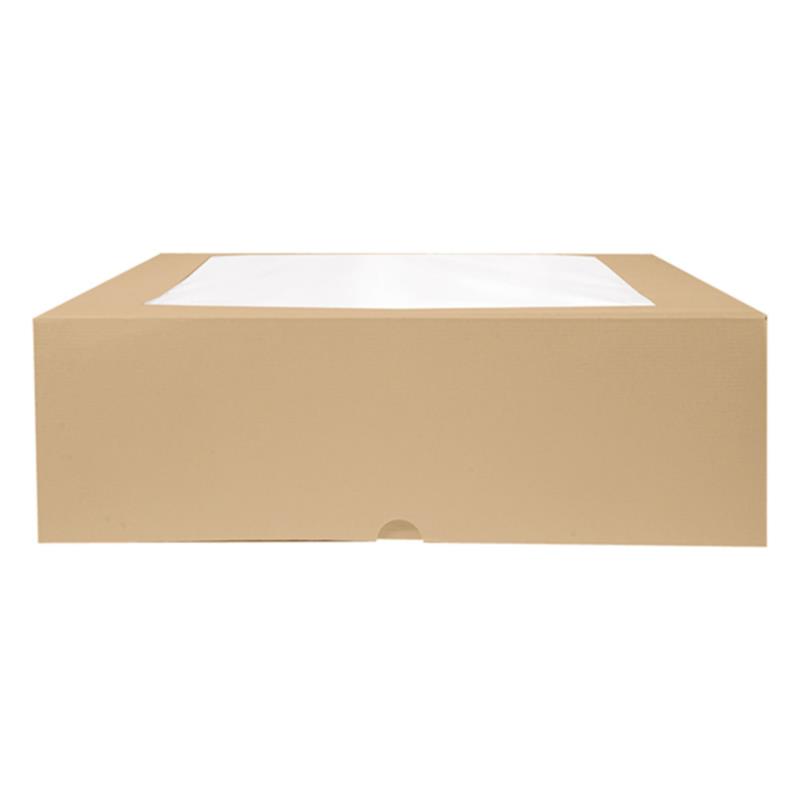 Tortenkarton braun 32x32x10cm Kuchenverpackung aus Kraftpapier mit Fenster