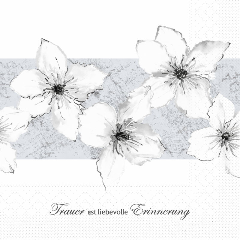 Airlaid Trauer-Serviette 33x33cm mit Lilien als Muster
