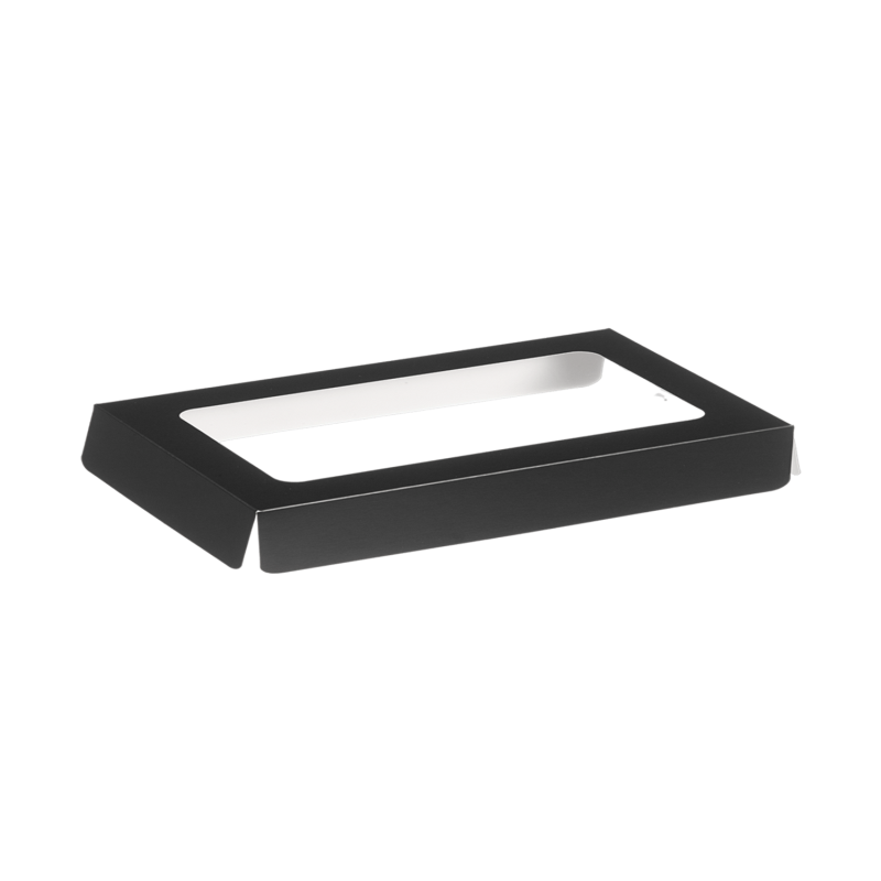 Deckel mit Fenster für Caterlux Tablett Atlas 1/3 Schwarz 26,8x12,1x5cm Tablettsysteme aus Kartonage Deckel mit Fenster für Caterlux Tablett Atlas 1/3 Schwarz 26,8x12,1x5cm Tablettsysteme aus Kartonage