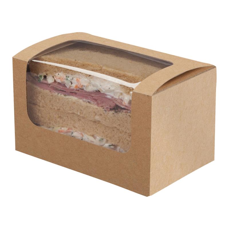 Sandwichbox, braun Kraft mit Fenster PLA