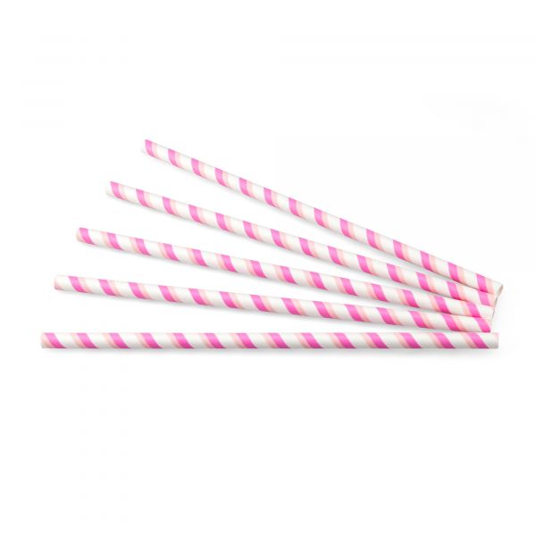 Trinkhalm Papier pink gestreift Jumbo 8x240mm