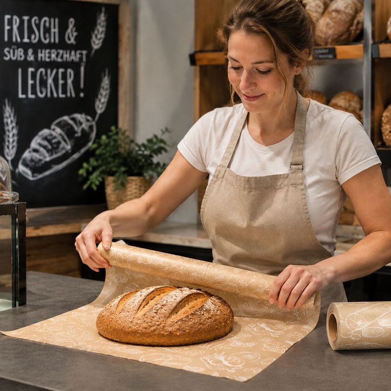 Einschlagpapier auf Rolle mit Motiv frisch & lecker