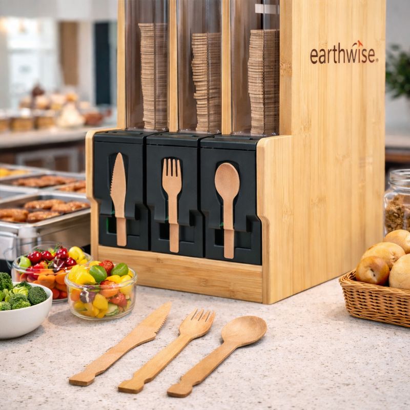 Bambusspender mit 3 Kassetten(Gabel, Messer, Löffel 174 mm)