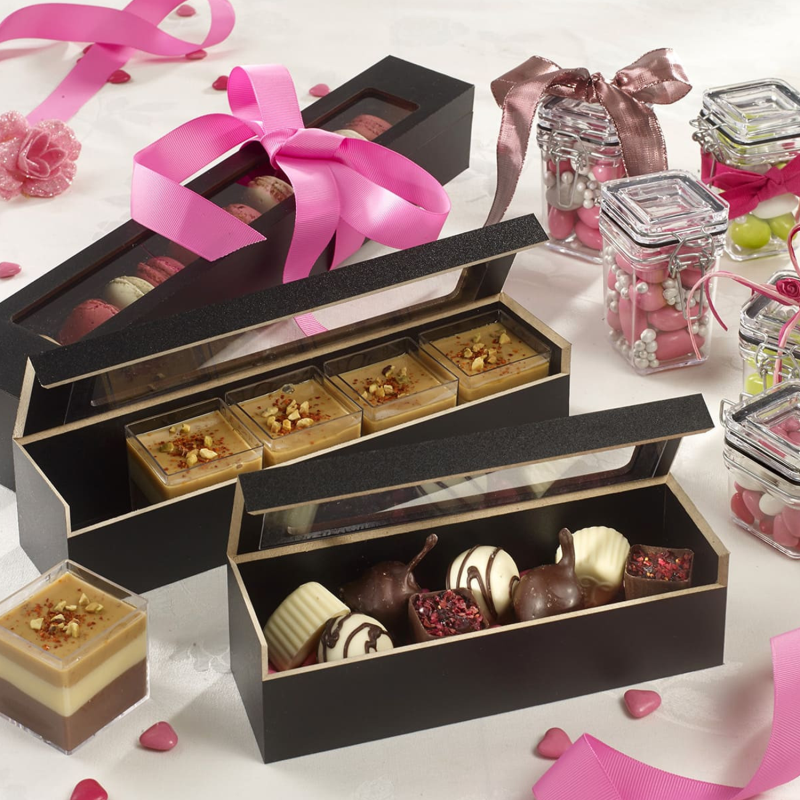 Macaron Box 12-er schwarz/pink, Konditor Verpackungen