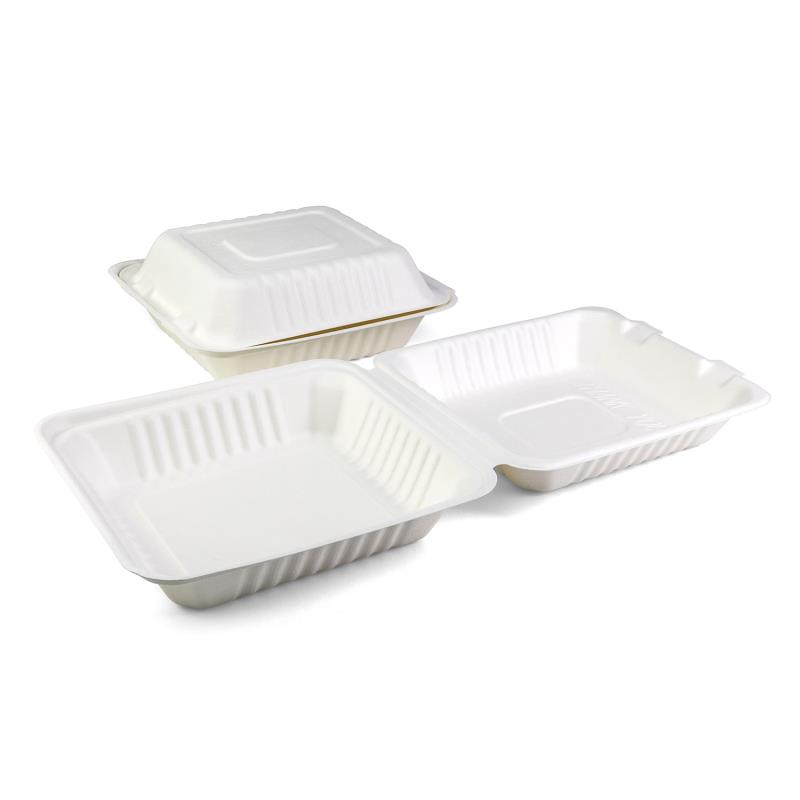 Menübox Senza 203x203x80mm aus Bagasse - PFAS-frei & nachhaltig
