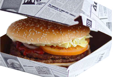 Hamburgerbox Zeitungsdruck Burger Verpackung