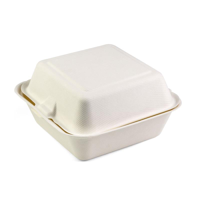 Hamburgerbox Senza 155x155x80mm aus Bagasse - PFAS-frei & nachhaltig