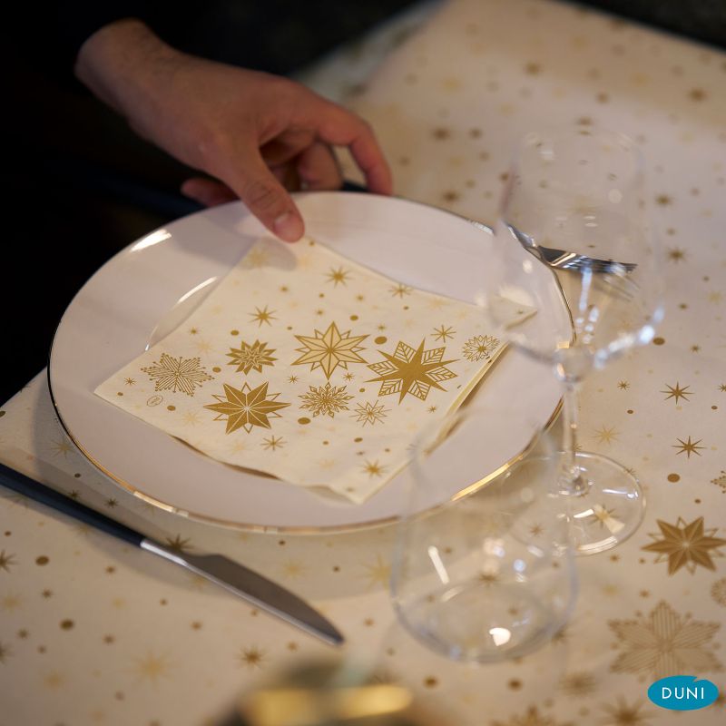 Zelltuch Serviette Stargazing Cream 33x33cm Festliche Zelltuch-Servietten mit weihnachtlichen Sternen