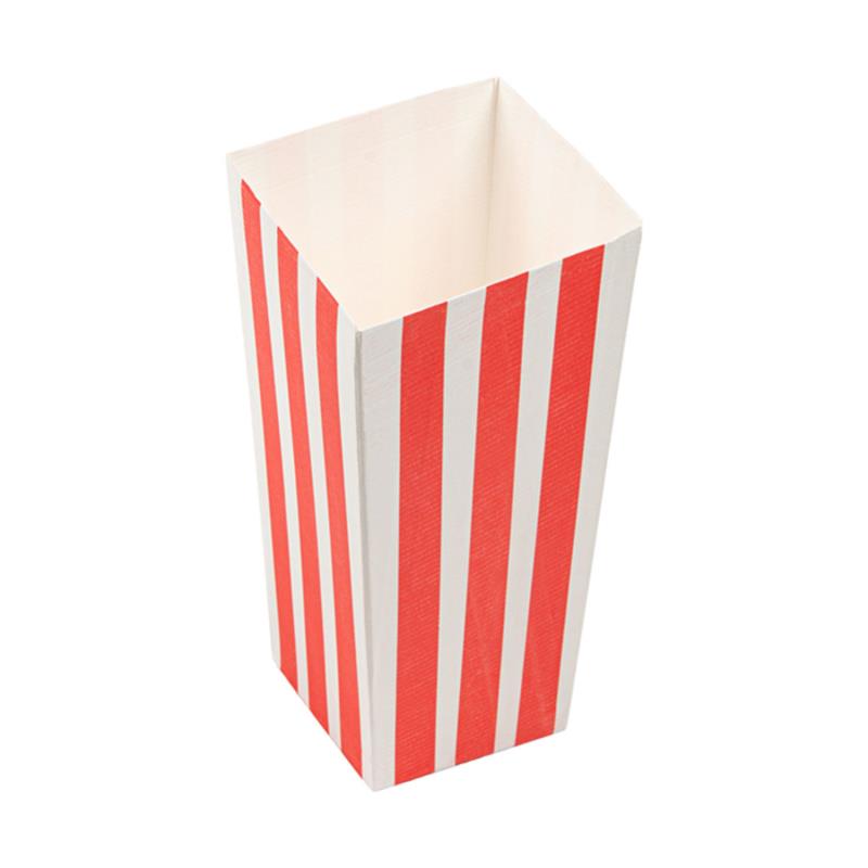 Karton für Popcorn, rot-weiß gestreift, auf weißem Hintergrund