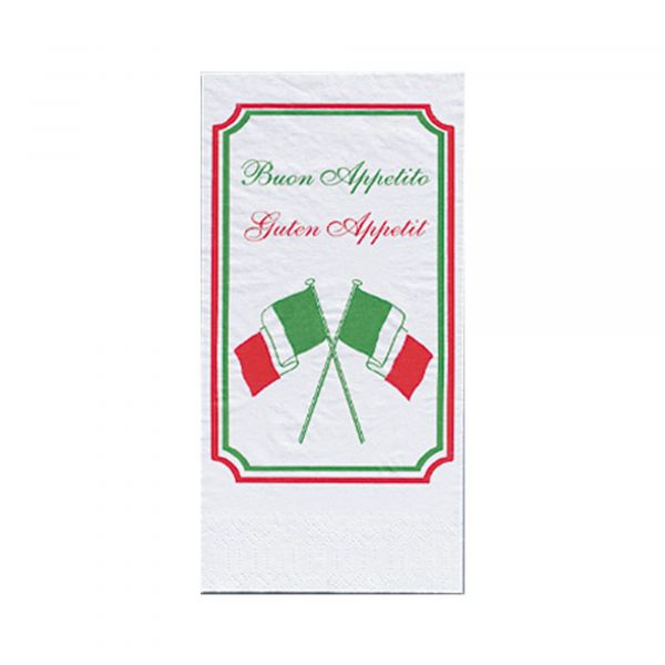 Zelltuch Serviette Buon Appetito 40x40cm, 2-lagig, 1/8 Falz