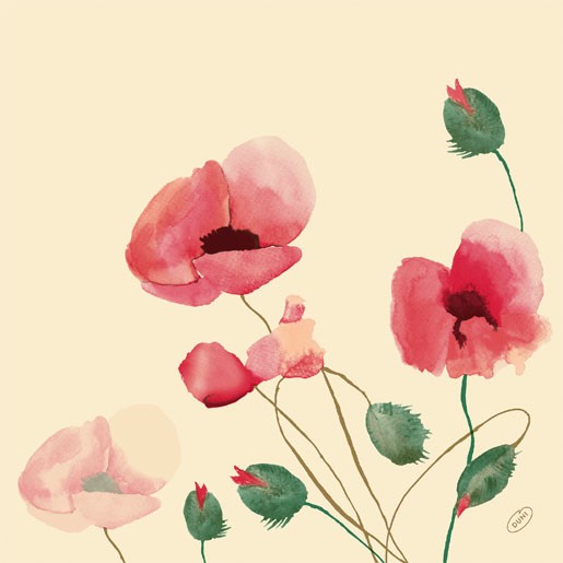 Serviette mit Mohnblume
