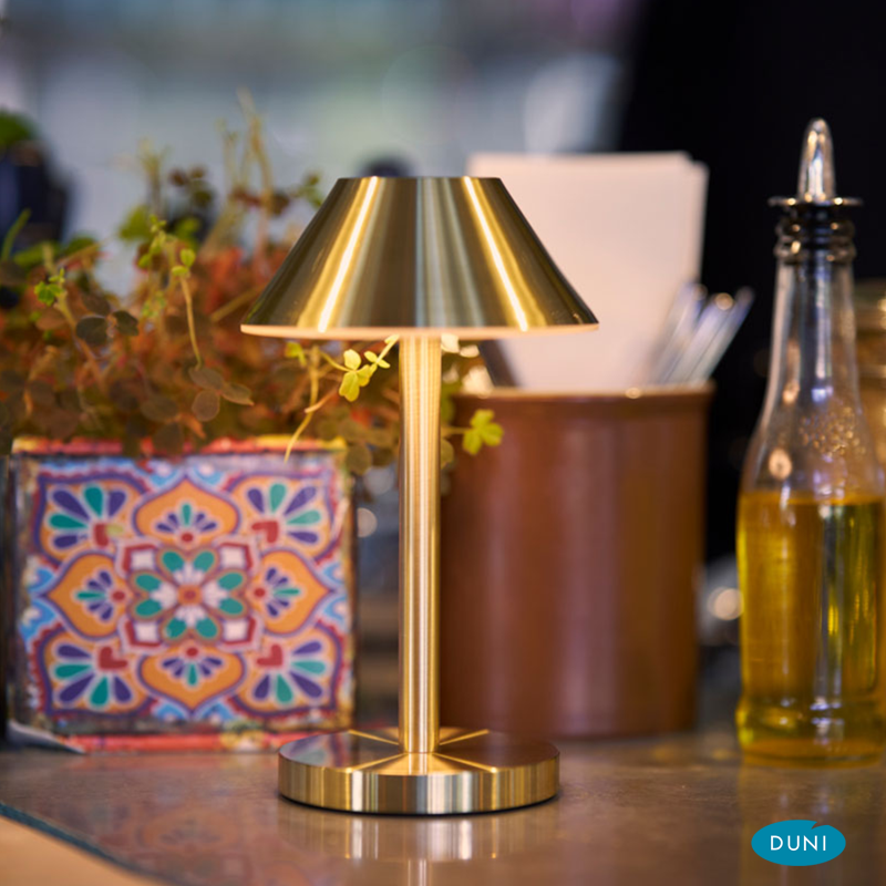 LED Lampe Zelda Midi Brass 12x21,5cm, kabellos LED Lampe für Restaurants Gastronomie, dimmbar, mit Fernbedeinung
