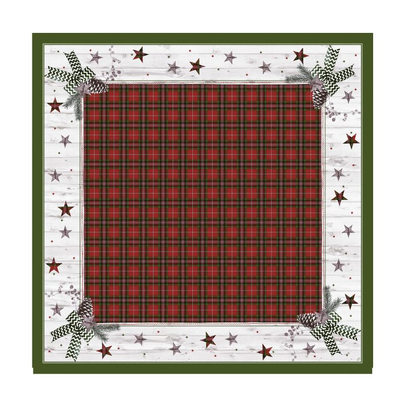 weihnachtliche Mitteldecke 84x84cm rot kariert innnen mit sternen außen