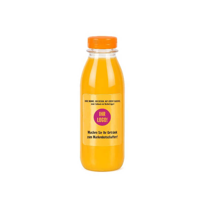Flasche transparent mit Eigendruck Aufkleber in verschiedenen Größen