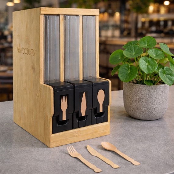 Bambusspender mit 3 Kassetten(Gabel, Messer, Löffel 174 mm)