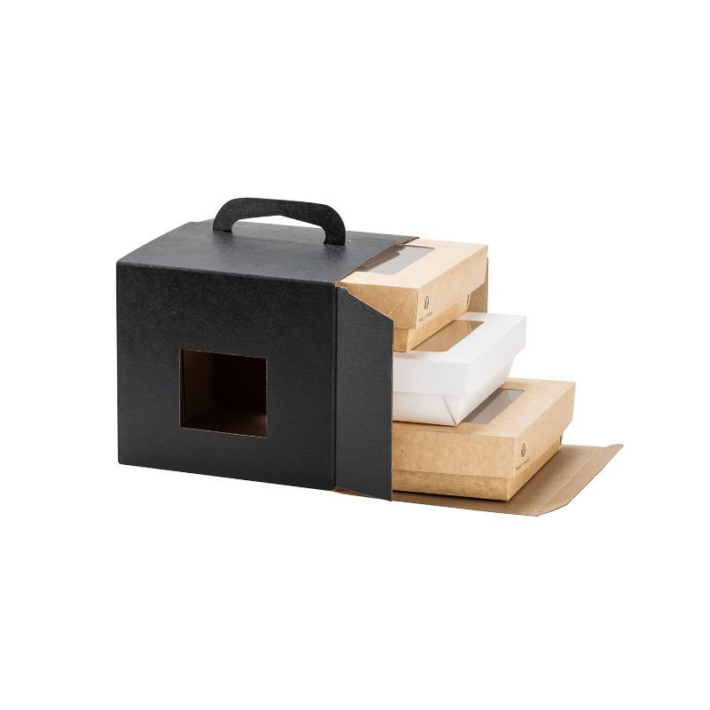 Bento Lunchbox Kraft Lunchboxen in schwarz 175x175x155mm