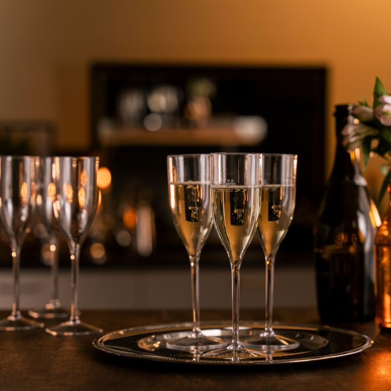 transparentes Mehrweg Sektglas für Veranstaltungen mit Füllvermögen 130ml
