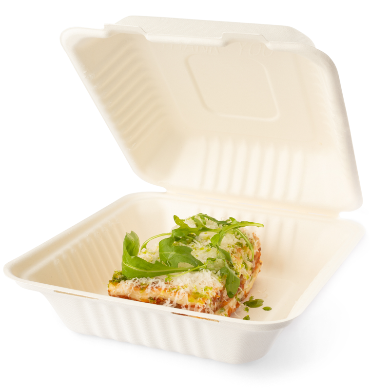 Menübox Senza 230x230x80mm aus Bagasse - PFAS-frei & nachhaltig