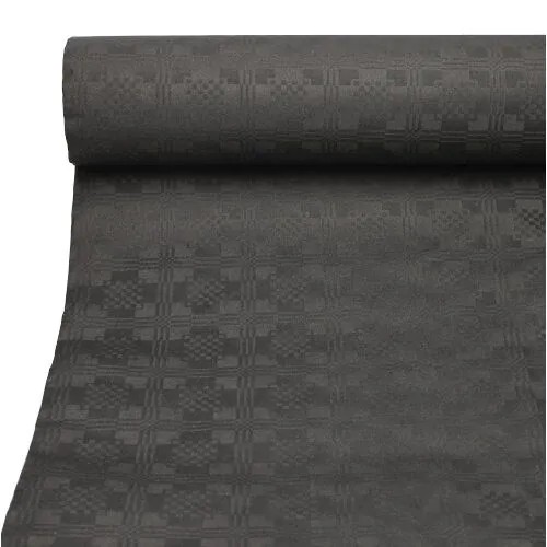 schwarze Damast Tischdeckenrolle mit 1 Meter breit nd 50m auf der Rolle