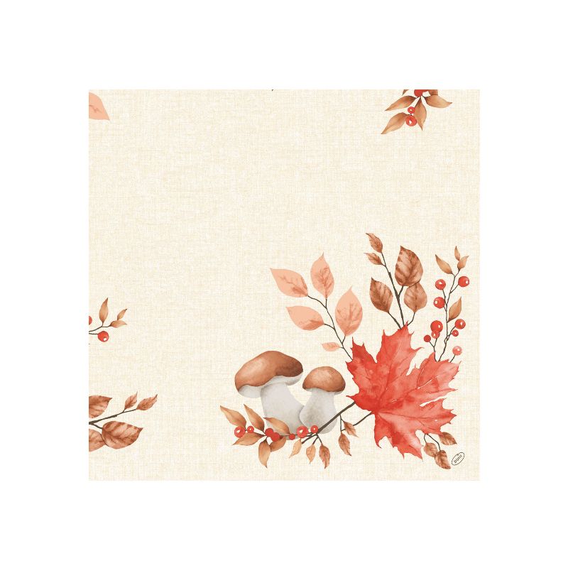 Serviette 40x40 in Dunisoft Qualität mit Blättern und Pilzen, herbstliches Motiv