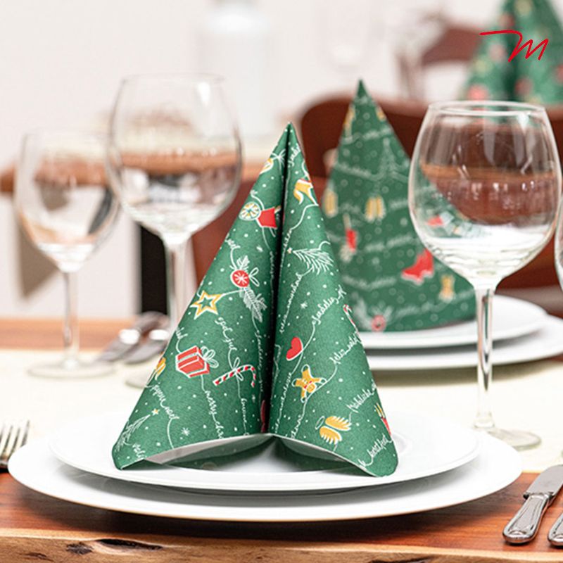 Airlaid Serviette Ravin Grün 40x40cm Weihnachtliche Servietten für Catering und Hotellerie