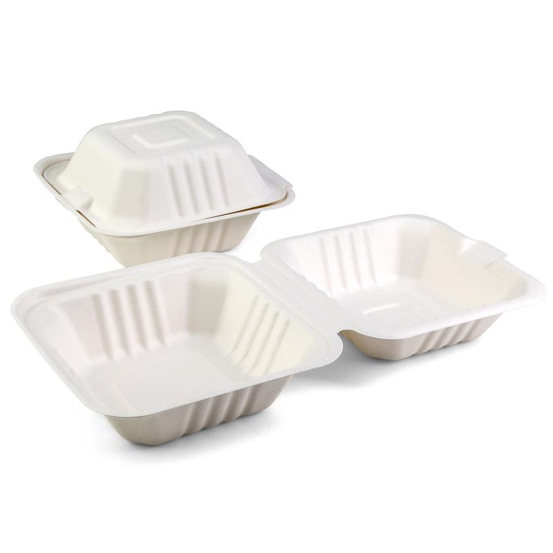 Hamburgerbox Senza 155x155x76mm aus Bagasse - PFAS-frei & nachhaltig