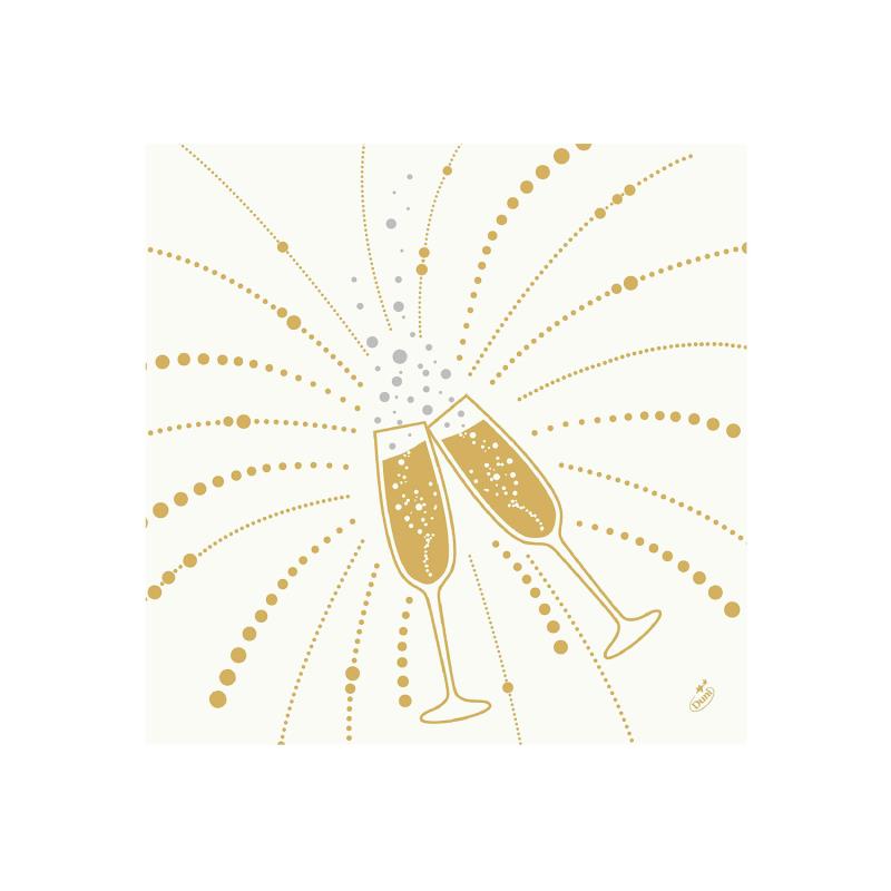 Serviette Festive Cheers White 40x40cm