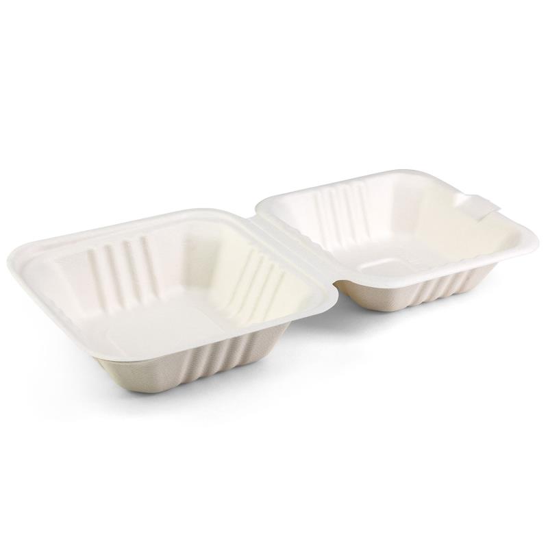 Hamburgerbox Senza 155x155x76mm aus Bagasse - PFAS-frei & nachhaltig