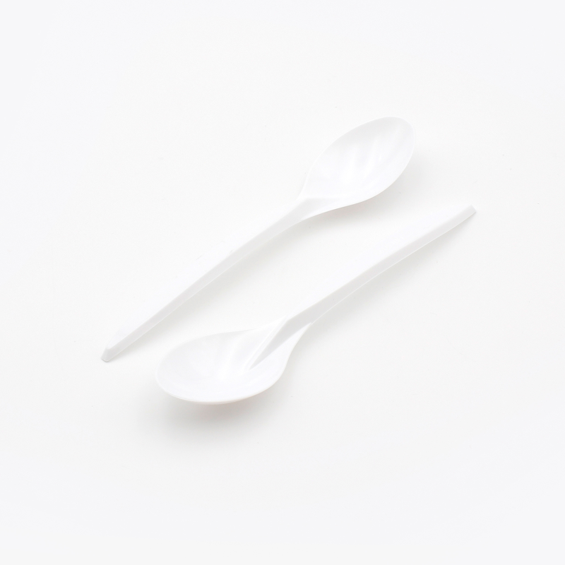 Weißer Mehrweglöffel aus Plastik, 180mm lang, ideal für nachhaltige Nutzung