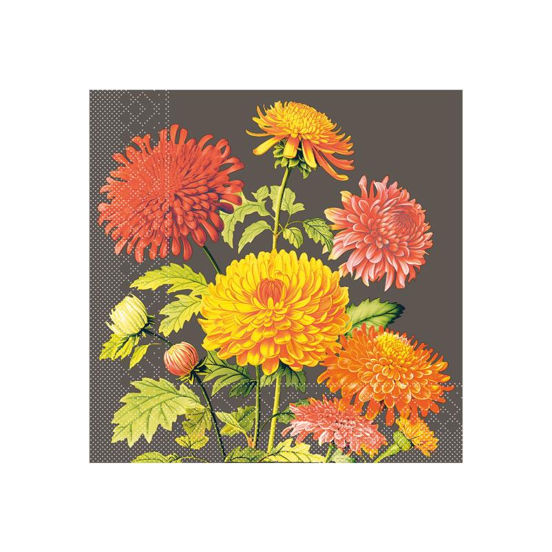 Zelltuch Serviette 40x40cm mit Blumenmuster Herbstmotiv