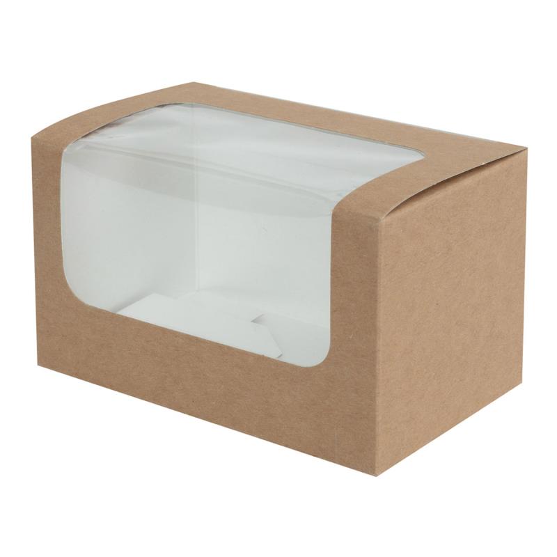 Sandwichbox, braun Kraft mit Fenster PLA