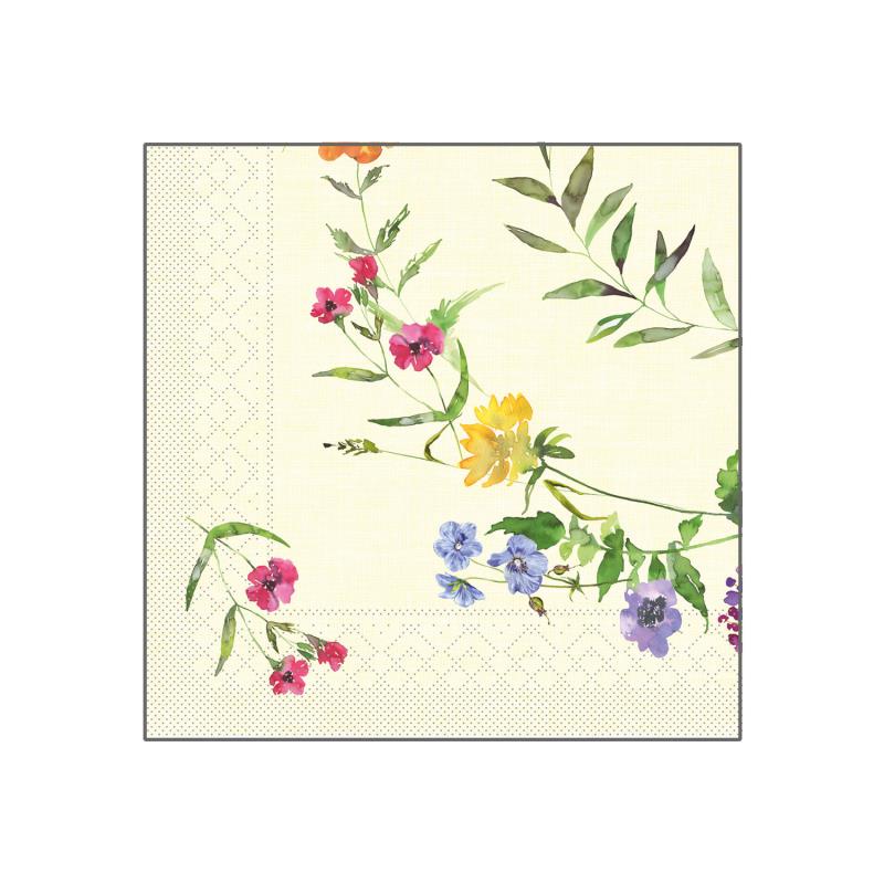 Zelltuch Serviette Molly 40x40cm Frühlingsmotiv Blumen