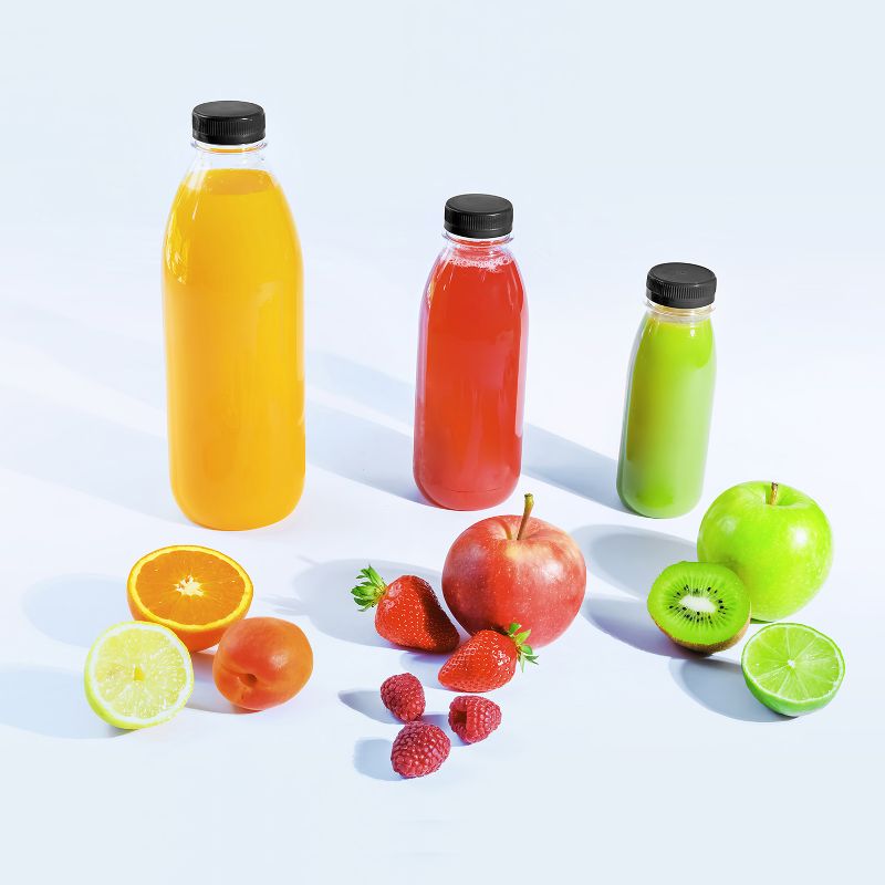 PET Flasche mit 400ml Fassungsvermögen und schwarzem Deckel