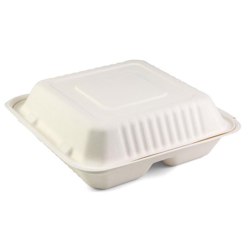Menübox Senza 3-teilig 230x230x80mm aus Bagasse - PFAS-frei & nachhaltig